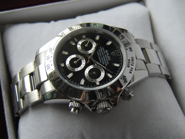 Replica Rolex DAYTONA STEEL-STEEL BLACK DIAL
