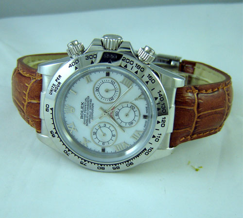 Replica Rolex DAYTONA STEEL-LEATHER WHITE DIAL